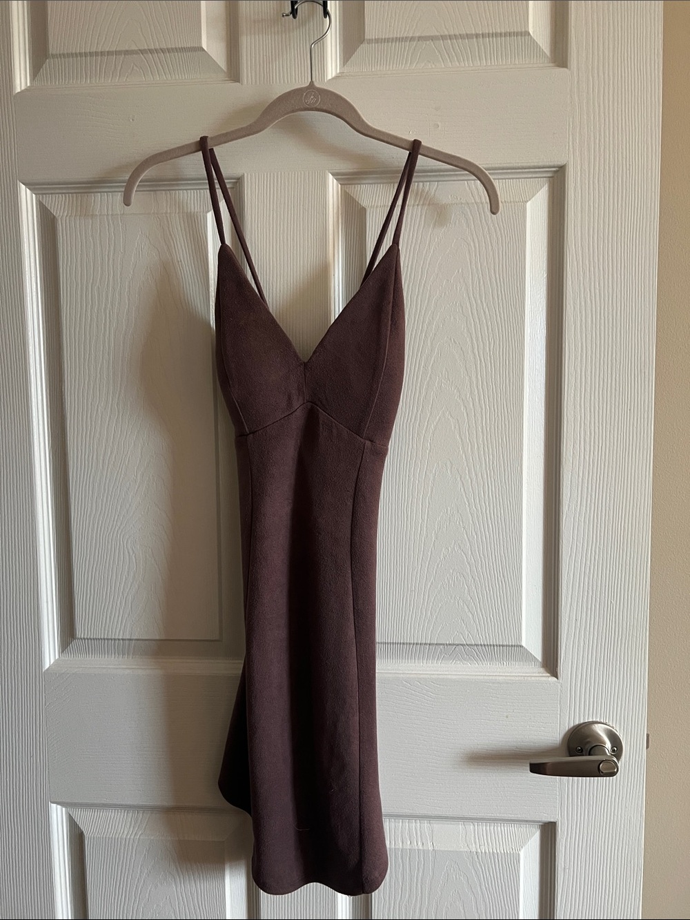 Windsor Deep Purple Double-Strap V-Neck Mini Dress